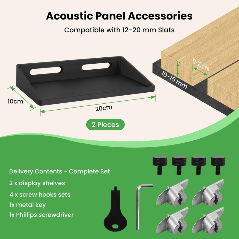 GEEKHOM Acoustic Panel Shelves 2 Pack: No Drill Floating Shelves