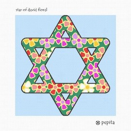 Pepita Needlepoint Canvas: Star of David Floral, 10" x 10"