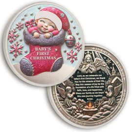 Baby's First Christmas Gift Cute Baby Girl Christmas Coin Angel's Blessing Christmas Commemorative Coin Christmas Tree Decoration Christmas Ornaments First Christmas Gift for Baby