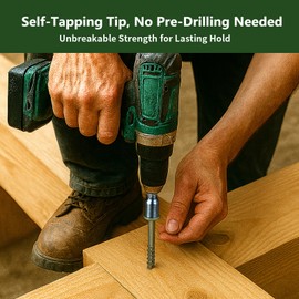 Timber Screws #14 x 6 inch, Heavy Duty Wood Screws with Hex Socket, Green Outdoor Lag Screws for Deck, Fence, Garden Self-Tapping, Rust-Resistant Coated, Sample Pack 14pcs