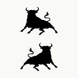 Autodomy Taurus Jumping Taurus Spanish Spain Sticker Pack of 2 for Car or Motorcycle (Black)