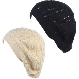 BYOS - Gorro de punto suave y ligero, Paquete de 2 crema y negro., Talla única