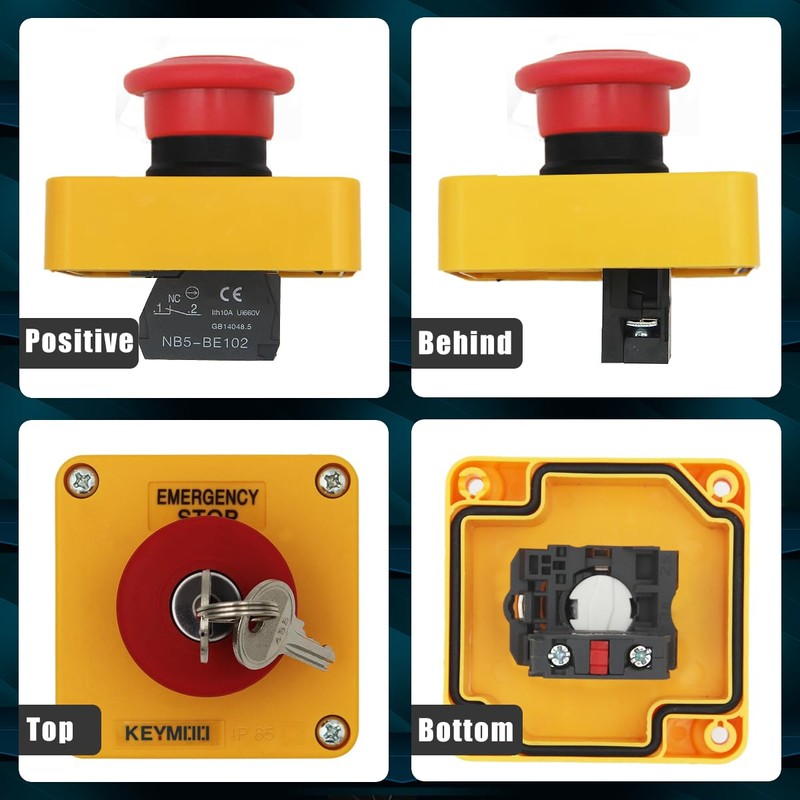 KEYMOO Emergency Stop Push Button Switch with Key Lock, 1NC