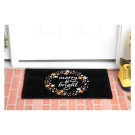 Calloway Mills AZ106341729 Twinkle Star Holiday Doormat, 17" x 29", Black/Silver/Gold
