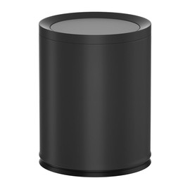 YOJIA 12L /3.1 Gal Metal Trash Can with Lid,Paper Backet with Flipping Lid, Black Garbage Can for Bathroom, Bedroom,Living Room, Kitchen, Office,Bank (12L-Black)