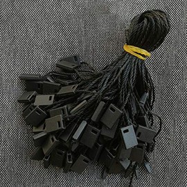 Pack of 200 Clothing Pendant Cord Clothing Tag Rope Nylon Black Cord with Push Locker String Snap Lock Security Tags Price Tags Fasteners