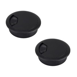 2 Pcs 60mm Desk Cable Grommets - Black Desk Cord Grommet Round Plastic Cord Hole Cover for Office/Home, Wire Grommet for Cable Management, Wire Cable Management Organizer