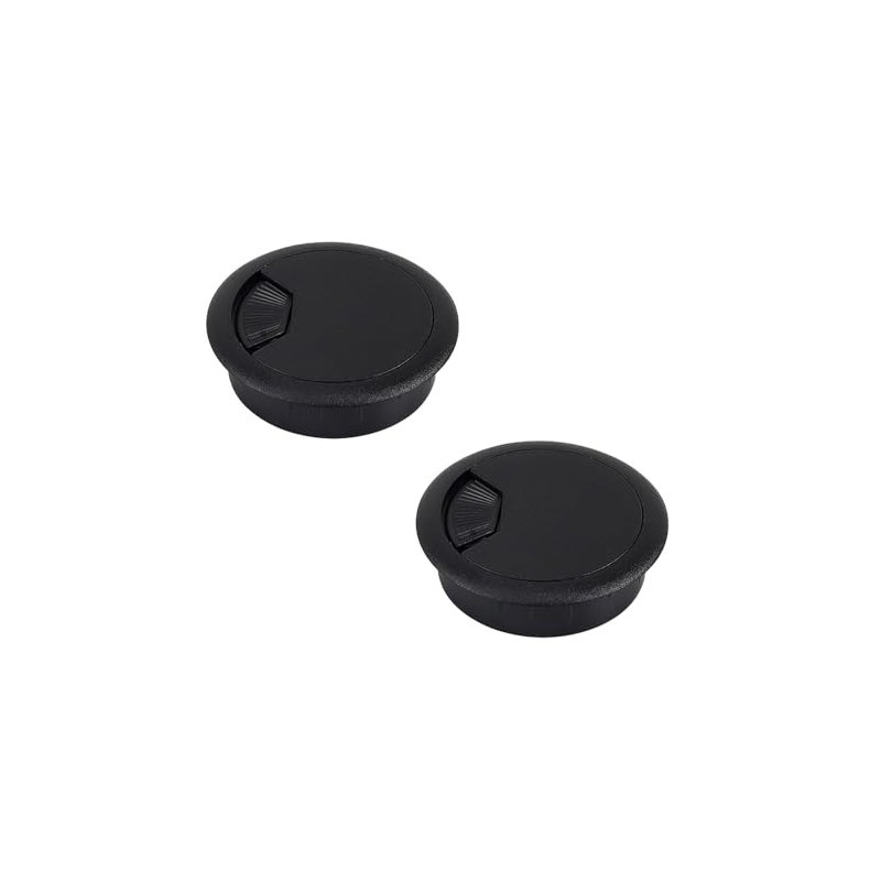 2 Pcs 60mm Desk Cable Grommets - Black Desk Cord