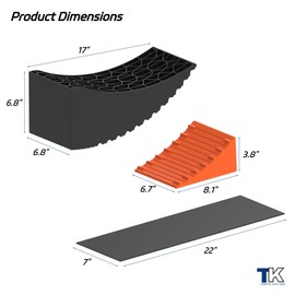 TOWKING Camper Leveler System, 6" Lift, 35,000 lbs, 2-Pack RV Leveling Blocks with Curved Design & Wheel Chocks, Perfect for Campers, Fifth Wheels, and Dual Axle Trailers