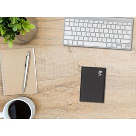 2026 A6 Diary Week Day Per Page - Black Faux Leather Pocket Appointment Diary - Compact Daily Planner Organiser - Home Office Business School Travel
