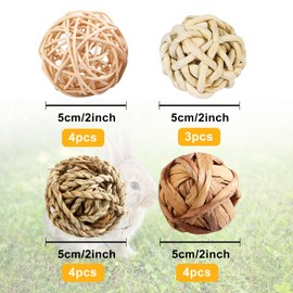 15 Stück Kaubälle Kleintiere Kauspielzeug Kaninchen Spielzeug, Hasen Kauspielzeug Grasspielzeug Grasball Hamster Spielzeug Für Kaninchen Hamster Chinchilla Rennmäuse Meerschweinchen Kleintiere