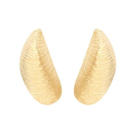 DIAMANTIO Bold Textured Teardrop Statement Earrings – 18K Gold Plated Chunky Drop Earrings for Women – Lightweight Fashion Jewelry