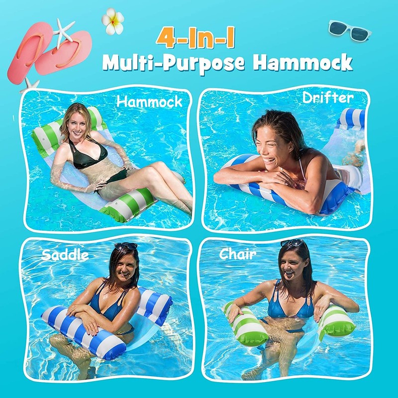 LATERN 130CM Swimming Pool Float Hammock, 4-in-1 Saddle/Lounge Chair/Hammock/Drifter Inflatable