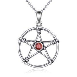 YFN Pentagram Necklace Sterling Silver Pentacle Necklace Star Necklace Wiccan Jewelry Gifts for Women Men