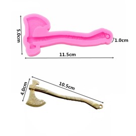 3D Retro Axe Shape Resin Keychain Silicone Mold with a Hold for DIY Crystal Trinket Decoration Epoxy Desserts Fondant Luggage Tag Craft Pendant Earrings Necklace Candy