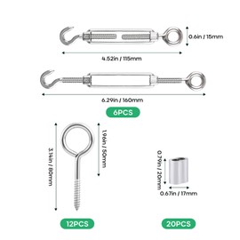 Fuuner Clothes Line Kit, 100FT Green PVC Coated Galvanized Wire Cable with M5 Turnbuckle Tensioner for Cables Outdoor, 1/8 Steel Wire Tensioner for Garden Wire, String Lights Hanging