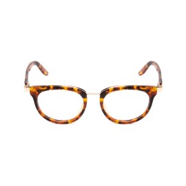 Calabria Ernest 4838 Cat-Eye Reading Glasses +1.00 Aurburn Brown Yellow Tortoise Havana/Gold Accents Women