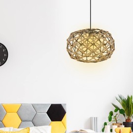 Baoblaze Paper Rope Lampshade Wicker Lamp Shade Ceiling Pendant Light Shade Lamp Shade for Hanging Light, Floor Lamps Pendant Light, Cafe Living Room, C