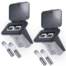 Ambuker 175 Amp Anderson Plug Connector Battery Quick Connect/Disconnect Connector Kit Mounting Panel with Cover for Automobiles Winches Lifts Motors(Gray 2pcs)