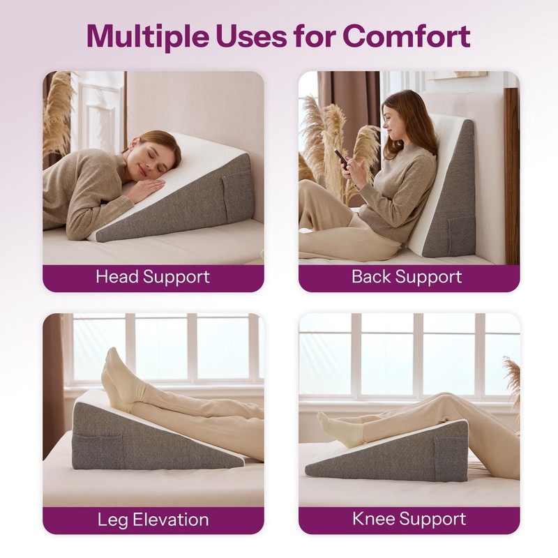 Wedge Pillow with Foam Top for Sleeping,Reading and Rest, 8