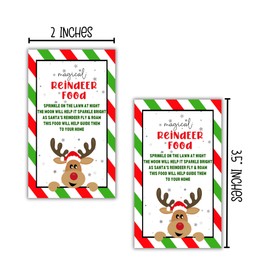 Magic Reindeer Food Holiday Tags Cards | 50 Pack 3.5 x 2” Labels Santa Christmas DIY Baggies Poem Making Kit Tradition Bulk