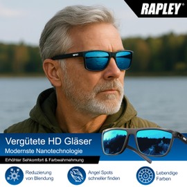 Rapley Sunglasses Men Women Polarised with UV400 Protection - Polarising Glasses with Scratch-Resistant 11 Layer TAC Lenses - Polarising Glasses Lightweight and Shatterproof for Fishing, Driving