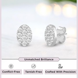 Jewelili 925 Sterling Silver Lab Grown Diamond Solitaire Stud Earrings for Women | 0.75 CTTW H-I Color SI Clarity | Wedding & Bridal Jewelry | Gift Box Included