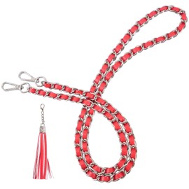 VanEnjoy - Correa de cadena con borla, piel de microfibra, repuesto para correas de hombro para bolso de 119 cm, Rojo-plata Metal, 47”