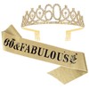 Toy Casoty 60th Birthday Sash and Tiara for Women, Gold