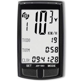 Bicycle Computer and Odometer Wireless Large Display 3.3 Inch MPH KM/H Speed Meter with Alarm Clock Automatic Speed Tracking Old Fashioned Multifunction