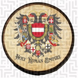 Ideal Patriot Woodcraft Holy Roman Empire Crest Double Eagle German Wood Barrel Head Hanging Wall Decor