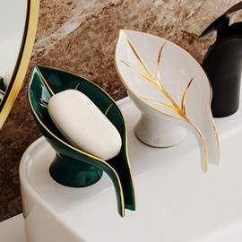 Italian Interior Soap Dish Soap Dish Case Holder, Leaf Leaves_ Black Black / 이태리인테리 비누받침대 비누 받침 케이스 거치대, 나뭇잎나뭇잎_ 블랙 블랙
