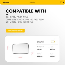 Lower Driver Side Mirror Compatible with Ford F150 2013-2014, F250 F350 F450 F550 2008-2016, F650 F750 2016-2019 Super Duty Pickup Truck - Left Side Mirrors