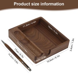 MultiBey Walnut Wood Sticky Note Holder with Pen Slot and Wooden Pen, 4x6 Self-Stick Note Dispenser Desk Accessories, Natural Wood Memo Pad Holder Organizer for Office School Home