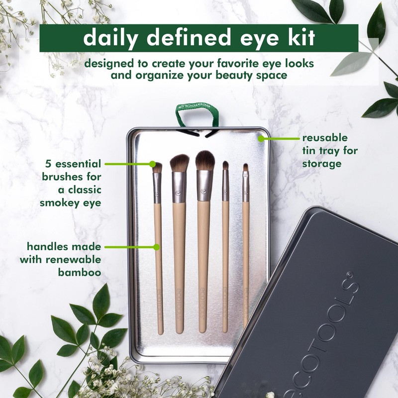 EcoTools Daily Defined Eye Makeup Brush Kit, Travel Friendly, Versatile