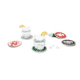 Excelsa Christmas Stamp Set of 6 Coasters Made of Ceramic and Cork, Diameter 10.5 cm