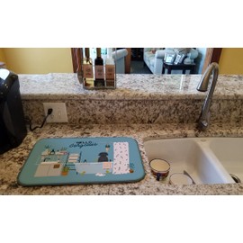 Caroline's Treasures CK7479DDM Black Labrador in Bathtub Dish Drying Mat Absorbent Dish Drying Mat Pad for Kitchen Counter Dish Drainer Mat for Countertop, 14 x 21", Multicolor