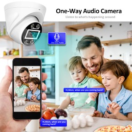 5MP 2.8mm Wide Lens H.265 PoE Security Turret Dome Audio Camera,Outdoor IP67 Weatherproof,AI Color Night Vision,Compatible NVR/RTSP Security Camera