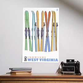 Lantern Press 16x24 Inch Giclee Print, Snowshoe, West Virginia, Skis in Snow