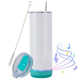 INSTOME Music Speaker Tumbler,Straight Music Tumbler with Straw and Lid,Speaker Tumbler Cup with Detachable LED Light for Valentine's,Father's Day,Mother's Day,Birthday Gift (20oz, blv)