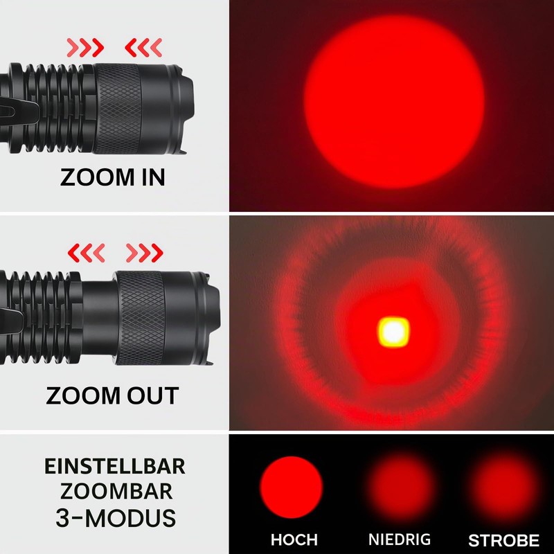LIAISIMI Red Light Torch, Tactical Bright Powerful Red LED Torch,