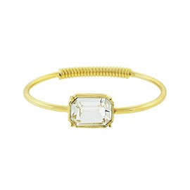 1928 Jewelry Women's 14K Gold Dipped Clear Octagon Austrian Crystal Coil Spring Bracelet