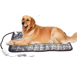 Heated Dog Bed Large Dog Heating Pad,Outdoor Doghouse Indoor Bed,Always On High & Low Heater for Small Medium Pet Cat Puppy Puppies Chew Proof,34x21 inches