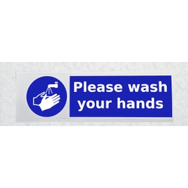 Please Wash your Hands Sticker Waterproof Outdoor Vinyl Sticker 150 x 45 mm