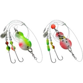blntackle76 Jenzi Flatfish Spoons Assembled 80 g Red / White / Dots and 100 g Green / Red / White + Free Petri Heil! Sticker Set of 2