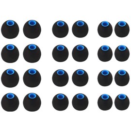 ALXCD Ear Tips for in-Ear Headphones, S/M/L Sizes 12 Pairs Soft Silicon Earbuds Tips Eartips with 3.8mm Connector Hole, Fit Most in-Ear Earbuds(Inner Hole 3.8mm -4.8mm) 12 Pairs, Black/Blue, S/M/L