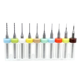 Saipor PCB Drill Bit Set Carbide CNC Cutter Bits PCB Micro Spiral Drill Bit for Pressure Circuit Board, Jewellery, 3D Printer, CNC Engraving (0.1-1.0 mm)