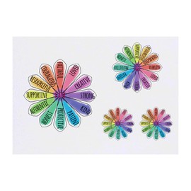 4 x 'Affirmation Flower' Temporary Tattoos - Water Resistant, Skin-Safe, Non-Toxic Transfers, Mixed Sizes (TO00080876)