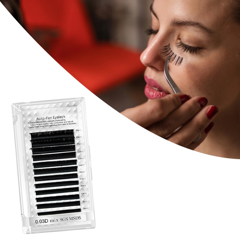 Auto Fan False Eyelashes Women Professional Salon Black Volume False
