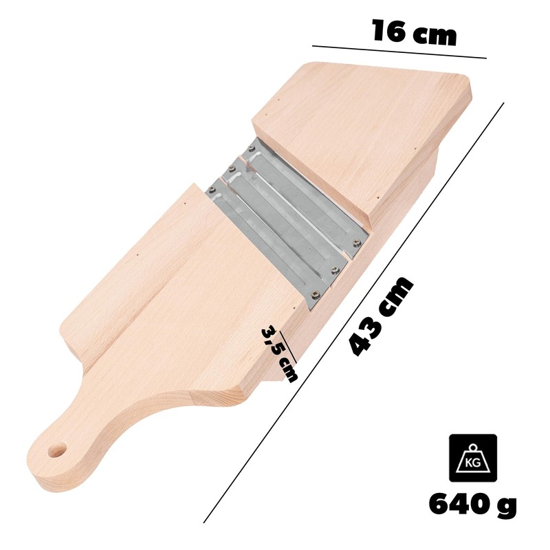 KADAX Wooden Vegetable Slicer, Herb Slicer with 3 Sharp Stainless